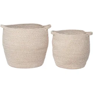 Korbset , Beige , Textil , 2-teilig , rund , Ordnen & Aufbewahren, Körbe, Dekokörbe