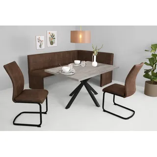 Hela Essgruppe »SPREE« 4 Stk. tlg. Esstisch 140x90 cm mit Dickkante, Microfaserbezug, grau