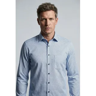 Langarmhemd OLYMP "Luxor", Herren, Gr. 42, Verlängerter Arm, bleu, Web, Obermaterial: 100% Baumwolle, normal, Hemden Langarmhemd, Businesshemd, comfort fit, New-Kentkragen, extra langer Arm