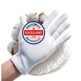 Baumwollhandschuhe aus 100% Baumwolle (Dermatest: Sehr gut), Weiße Handschuhe, Weiche Textilhandschuhe für Handmasken, Stoffhandschuhe mit zertifizierter Hautverträglichkeit, 1er Pack