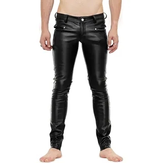 Bockle® 60tis STRETCH Pants Lamb y Leder Röhre Leder Tube Lederjeans , W42/L36 - Schwarz