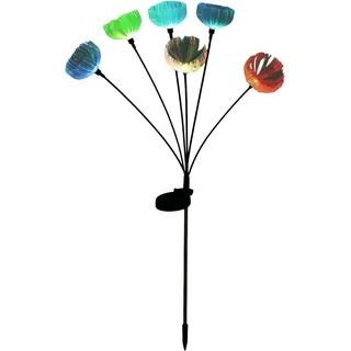 Globo Deko-Solarleuchte Edelstahl mit RGB-Lichtspiel & Blütenmotiv 70 cm Schwarz