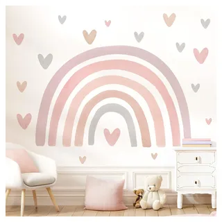 Little Deco Wandtattoo Regenbogen mit Herzen violett rosa DL5089 L