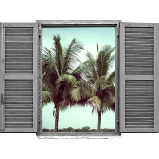 Queence Wandtattoo »Palmen« Wandsticker, Wandbild, selbstklebend, 3D, Fenster, bunt