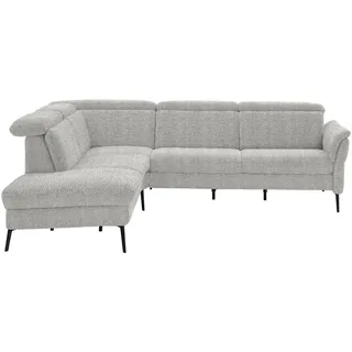 Cantus Ecksofa , Silberfarben , Metall , Ottomane links, L-Form , 275x235 cm , Goldenes M , Typenauswahl, Fußauswahl, Lederauswahl, Stoffauswahl, seitenverkehrt erhältlich, Rückenfutter, Armteil rechts , Wohnzimmer, Sofas & Couches, Wohnlandschaften, Ecksofas