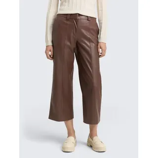 Tom Tailor Damen 1048846 Culotte Hose in Lederoptik, 27506-Dark Pecan Brown, 36W / 28L