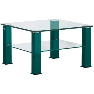Couchtisch , Blau, Grün , Metall, Glas , quadratisch , eckig , 75x42.5x75 cm , Wohnzimmer, Wohnzimmertische, Couchtische, Couchtische Glas
