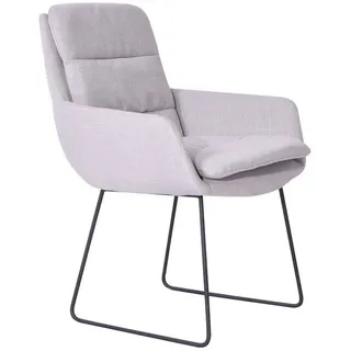 KAWOLA Stuhl VINCE Esszimmersessel Stoff hellgrau Kufenfuß schwarz