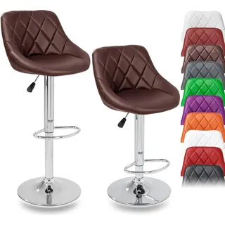 TRESKO 2er Set Barhocker Braun Barstuhl 360° Frei Drehbar Sitzhöhenverstellung 60-80cm - Braun