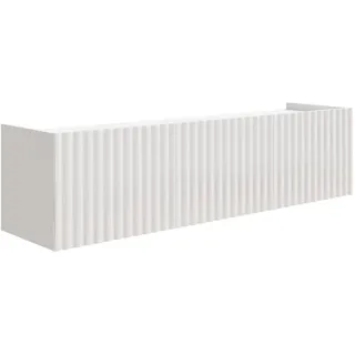 Selsey TV Lowboard Weiß Modernes Hängendes TV-Board 144 cm Hochglanz MDF-Fronten & Laminierter Korpus Push-to-Open-System Ideal für Wohnzimmer Skandinavisches Design