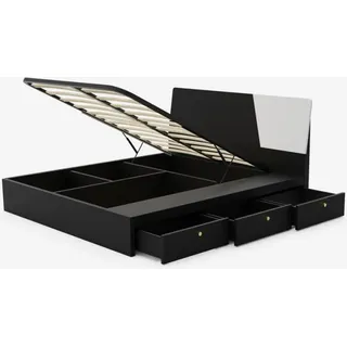 Doppelbett 160x190 cm Bett mit Stauraum Schubkasten modernes Design Steyr - Schwarz - Schwarz
