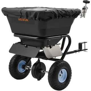 VEVOR Streuwagen 38,6 kg Fassungsvermögen, Schleuderstreuer Anhängestreuer 3 m Streubreite, Streuanhänger mit 25,4 cm Reifen, einstellbare Streumenge, Rasenstreuer für Saatgut, Dünger & Streusalz