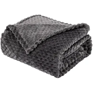 Sonive Flanell Kuscheldecke mit Jacquard-Muster 120x150cm, Oeko-Tex zertifizierte Wohndecke aus Polyester, Flauschig Decke, Geschenke für Erwachsene & Kinder Dunkelgrau