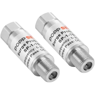 POPPSTAR 2x Überspannungsschutz Sat Antenne (Schutzadapter F-Stecker auf F-Buchse), Blitzschutz für Koaxialkabel und Satelliten-Anlagen (Antennen, Coax, Kabel TV, DVB-S, DVB-T, LNB)