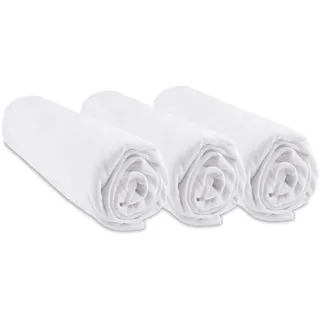 Lot de 3 Draps housse Bambou pour lit berceau 40x80 - 6 coloris disponibles (Blanc)