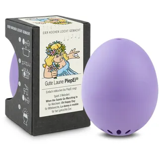 Gute Laune PiepEi Lila - Singende Eieruhr zum Mitkochen - Eierkocher für 3 Härtegrade - Gute Laune Geschenk - Lustiges Kochei - Musik Eggtimer - Brainstream