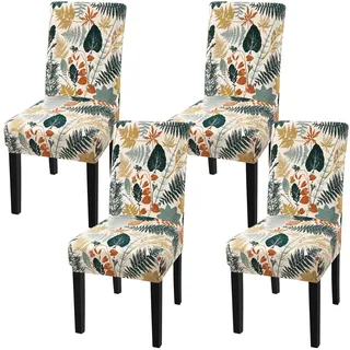 Fuloon Stuhlhussen 4er Set,Universal Stretch Stuhlbezug Moderne Stuhlüberzug Elastische Abnehmbar Waschbar Bezüge für Esszimmerstühle Schwingstuhl Hotel, Restaurant Dekor