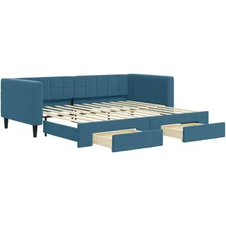 vidaXL Tagesbett Ausziehbar mit Schubladen Blau 90x200 cm Samt - Blau
