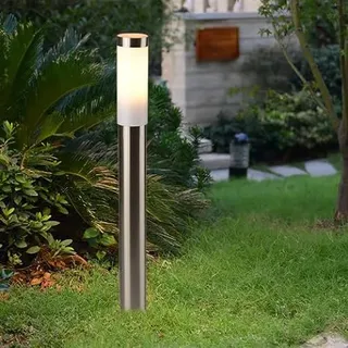 Licht-Erlebnisse Moderne Wegeleuchte Außen in Silber Edelstahl 80cm hoch E27 IP44 LED geeignet Pollerleuchte Gartenbeleuchtung BRIGHTON