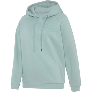 Kapuzensweatshirt LASCANA, Damen, Gr. 44/46, grün (mint), Sweatware, Obermaterial: 60% Baumwolle, 40% Polyester, bestickt, unifarben, bequem hüftlang, Rundhals, Raglanärmel Rippbündchen, Sweatshirts Kapuzensweatshirt, mit Logostickerei, Loungewear