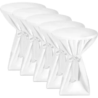 Beautissu Premium Stehtischhusse ø 60cm Weiß 5tlg