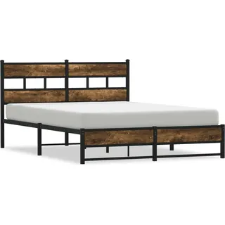 vidaXL Metallbett ohne Matratze Räuchereiche 140x200 cm - Braun