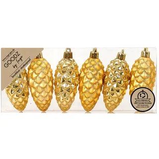 Inge‘s Christmas Decor Inges Glas Christbaumschmuck Zapfen Kunststoff H 9 cm 6 Stück Gold