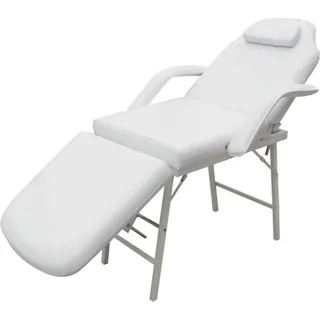 vidaXL Kosmetikstuhl Tragbar Kunstleder 185×78×76 cm Weiß - Weiß