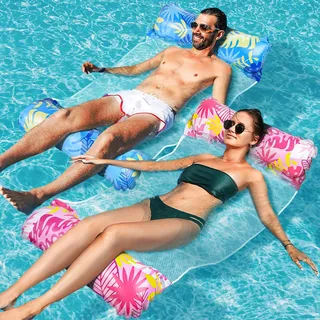 Elidepe XL Pool Spielzeug Luftmatratze Wasser, 2 Stück Pool Zubehör Spaß Erwachsene, 4 in 1 Wasserspielzeug Wasserhängematte, Pool Luftmatratze als Sessel Matratzen Schwimmatte