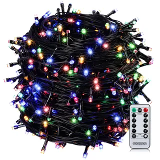 Monzana® 600 LED Lichterkette 60m mit Fernbedienung Timer Innen Außen 8 Modi Dimmbar IP44 Wetterfest Stecker Weihnachten Weihnachtsbeleuchtung Bunt