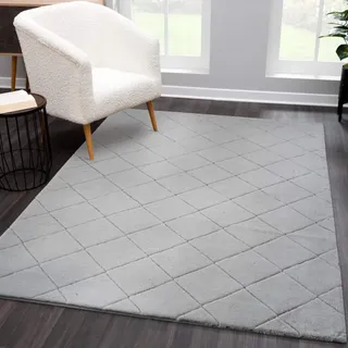Carpet City "Moment", rechteckig 31 mm Höhe besonders weich, Kaninchen Fell Haptik, 3D-Effekt, Rauten, Wohnzimmer,