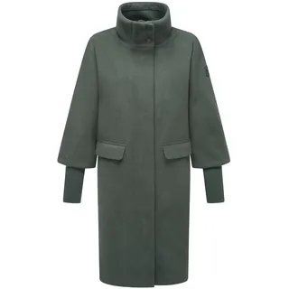 Navahoo modischer Damen Übergangsmantel in Woll-Optik mit Rippstrickärmeln Polarblüte 14 Stone Green Gr. XL - XL