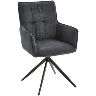 Livetastic Armlehnstuhl , Dunkelgrau , Holz, Metall, Textil , Pappel , Sperrholz , Füllung: Schaumstoff , konisch , 58x94x61 cm , Sitzfläche 360° drehbar , Esszimmer, Stühle, Polsterstühle