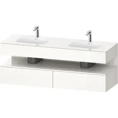 Duravit Qatego Einbauwaschtisch mit Konsolenwaschtischunterbau, 1600x550x600mm, Nische Weiß Hochglanz, Doppelwaschtisch, QA4797022, Farbe: Weiß Hochglanz