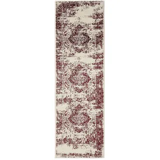 benuta Vintage-Läufer Suki 80/240 cm , Creme, Rot , Kunststoff , Vintage , Rechteckig , 80x240 cm , Oeko-Tex® Standard 100 , für Fußbodenheizung geeignet, in verschiedenen Größen erhältlich, pflegeleicht , Teppiche und Böden, Teppiche, Teppichläufer, Läufer