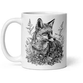 Tasse Natur Hirsch Wildschwein Fuchs Laie Markassin Wald Spaziergang Jagd Tiere Land Tee Kaffee Original Tasse Geschenk Kollege Herren Damen Naturforscher Opa Oma (Fuchs)