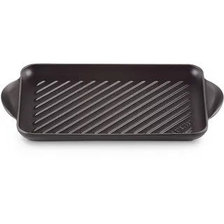 LE CREUSET Rechteckige Grillplatte aus Gusseisen, Für alle Herdarten inkl. Induktion geeignet, Schwarz, 20202320000460, 33 cm