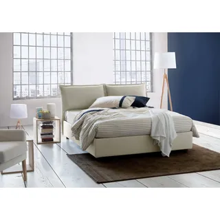 Talamo Italia - Doppelbett Sabrina, Bettkasten mit Stoffbezug, 100 % Made in Italy, Öffnung vorne, inklusive Matratze 160 x 200 cm, Beige