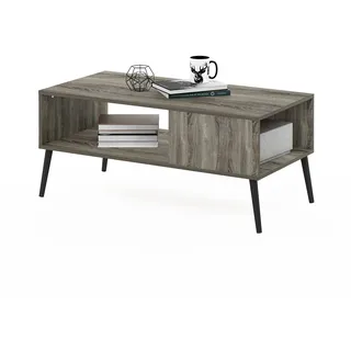 Furinno Claude Couchtisch im Mid-Century-Stil mit Holzbeinen, Französisches Eichengrau