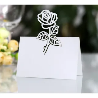 Funjxhey 50Stück Tischkarten Platzkarten Namenskarten Geburtstag Hochzeitskarten Namensschild Sitzkarte Herz Party Feste Geburtstag Taufe (White)