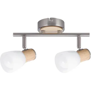 Rabalux 6487 Deckenstrahler 2 Spots Gavin, E14-Holz, silber-weiß, Skandinavisch - Silber