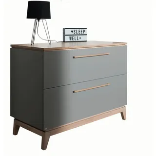 Paidi Sideboard , Grau, Eichefarben , Holz, Holzwerkstoff , Eiche , massiv , 2 Schublade(n) Schubladen , 123.3x92.1x57.2 cm , Blauer Engel, Goldenes M , Beimöbel erhältlich , Holzmöbel, Kommoden Holz, Sideboards Holz