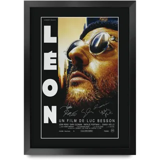 HWC Trading FR A3 Leon Jean Reno Gifts gedrucktes Poster, signiertes Autogrammbild für Film-Fans, A3, gerahmt