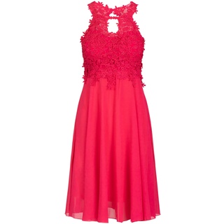 APART Fashion Cocktailkleid aus Chiffon, Mesh und Spitze mit herzförmigem Abschluss, Fuchsia, M