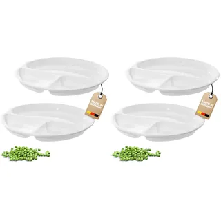 Westmark Mikrowellen-Menüteller mit 3 Einteilungen, 2 Stück, Durchmesser: 25 cm, Kunststoff, Weiß, 224022E3 (Packung mit 2)
