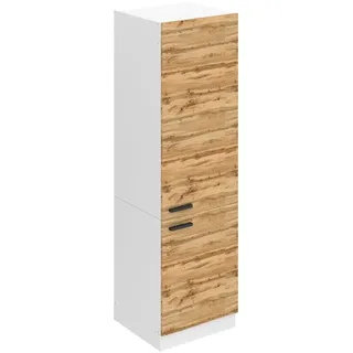 Belini Kühlschrank Schrank Hochschrank Küche SSL. 60 cm Breite und 204 cm Höhe. Einbauschrank für Kühlschrank mit 2 Türen,  Wotan-Eiche - Braun