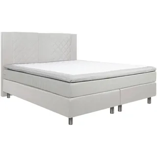 Carryhome Boxspringbett , Beige , Textil , Tanne , teilmassiv , H2 , 7-Zonen , 140x200 cm , gepolstertes Kopfteil, Stoffauswahl, Topper durchgehend, in verschiedenen Größen erhältlich , Schlafzimmer, Betten, Boxspringbetten