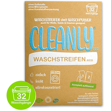 Cleanly Eco Wasserlösliche Waschstreifen, Universalwaschmittel, 32 Stück