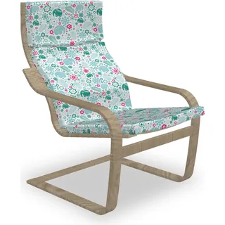 ABAKUHAUS Elefant Poäng Sessel Polster, Tropische Kunst, Sitzkissen mit Stuhlkissen mit Hakenschlaufe und Reißverschluss, Sea Green Baby Blue