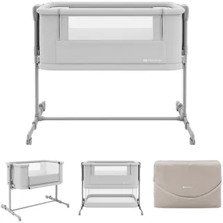 Beistellbett KINDERKRAFT "Nestee Grow 2", Baby, Gr. Liegefläche B/L: 70cm x 58cm, kein Härtegrad, grau (beige), Polyester, Stahl, Babybetten Beistellbett